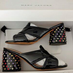 Marc Jacobs Aurora Black Leather Sandals 36 6 with Dustbag $395